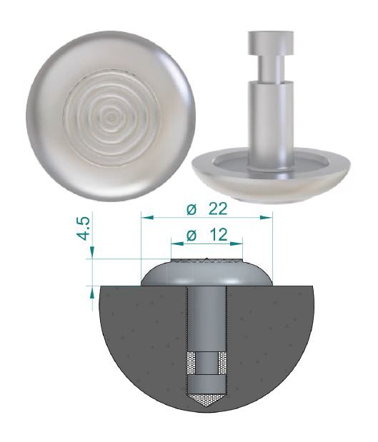 Truncated aluminium tactile stud with anodised colour finish
