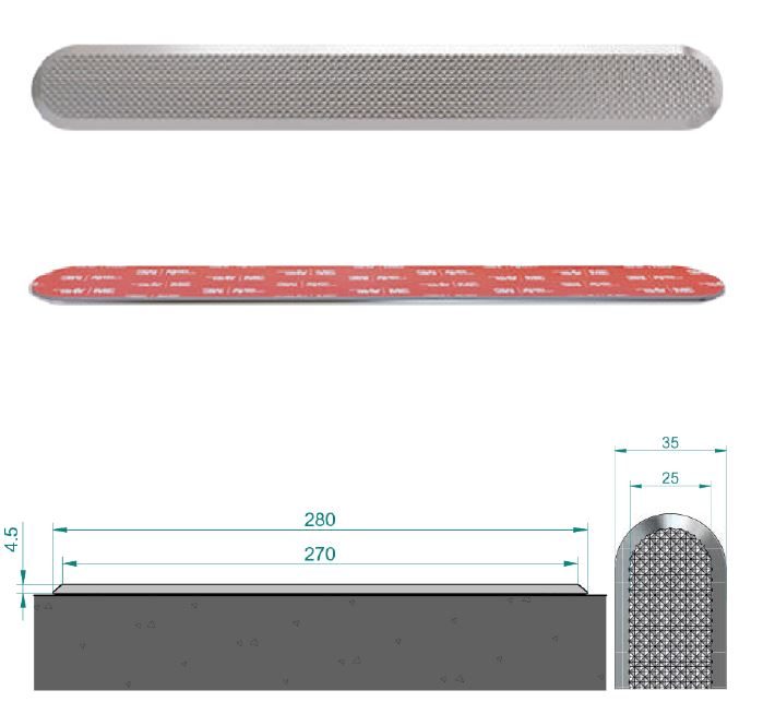 Self-adhesive tactile directional strip with diamond pattern