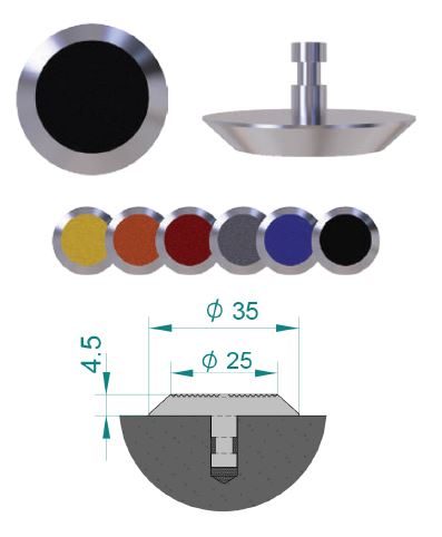 Stainless steel tactile stud with carborundum insert