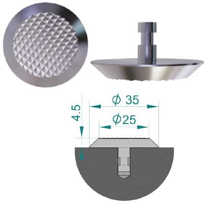Stainless steel tactile stud with diamond pattern top