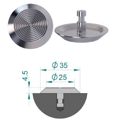 Stainless steel tactile stud with hollow back