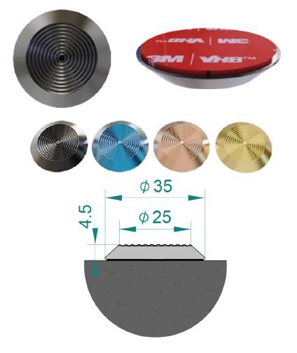 PVD colour-coated stainless steel tactile stud