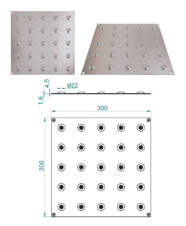 Stainless steel tactile tile with truncated dome studs